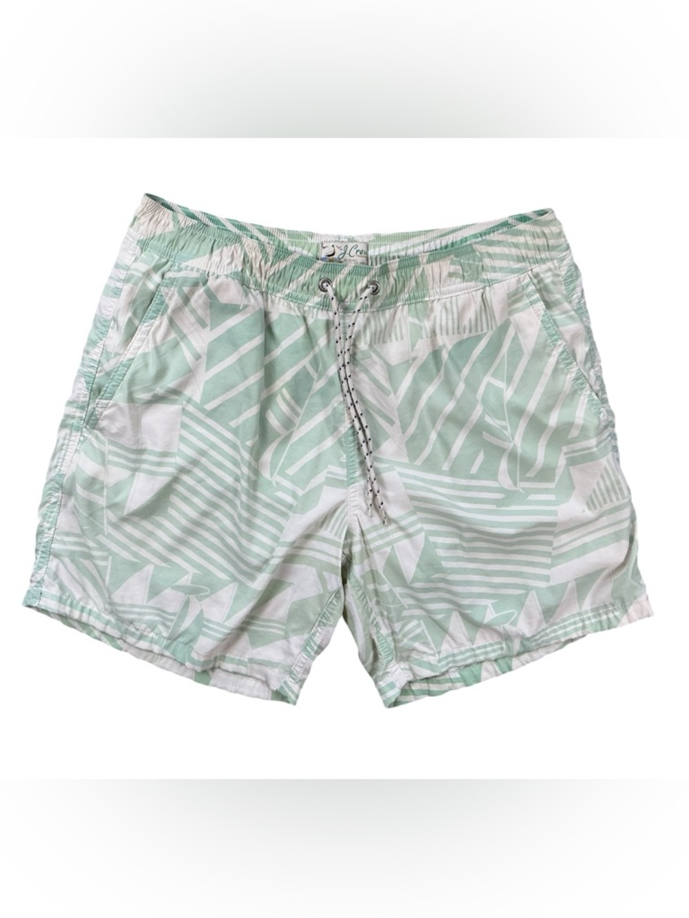 J.Crew Mint Green Geometric Swim Trunks Men’s Size Small